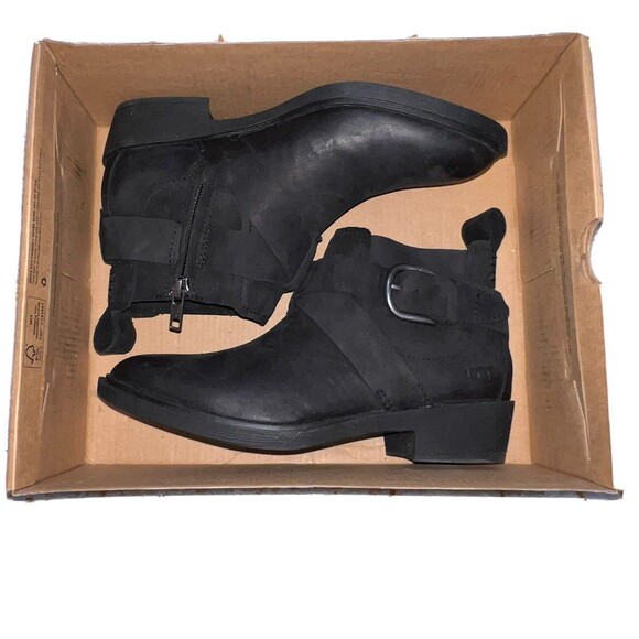 Ugg Wylma Black Leather Ankle Booties Size 5.5 New in Box - Picture 1 of 7